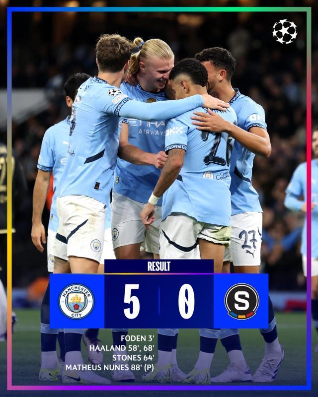 开云体育-【欧冠】曼城5比0布拉格斯巴达，哈兰德梅开二度