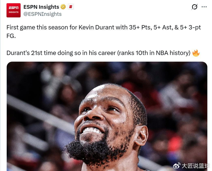 kaiyun-轰39分新高，杜兰特超老詹创锋线第一！火箭压湖人升第5获3大喜讯|凯文·杜兰特|森林狼|勒布朗·詹姆斯|明尼苏达森林狼队|体育赛事讨论_新浪体育_新浪新闻