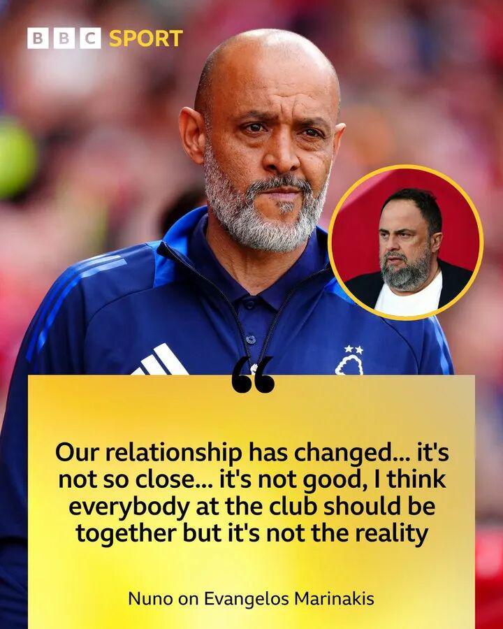 和老板闹僵 努诺成本赛季英超首位下课主帅